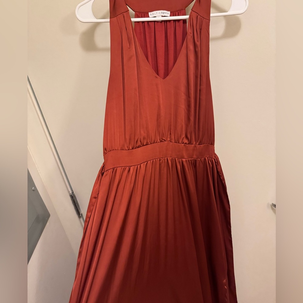 Rust-Colored Satin Baltic Born Maxi Dress